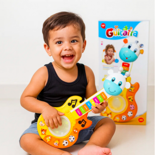 Guitarra musical infantil tipo jirafa con luces y sonidos, juguete educativo para bebés, instrumento interactivo para estimulación temprana Venta al por mayor CY-60115C Guitarra musical infantil tipo jirafa con luces y sonidos, juguete educativo para bebés, instrumento interactivo para estimulación temprana Venta al por mayor CY-60115C