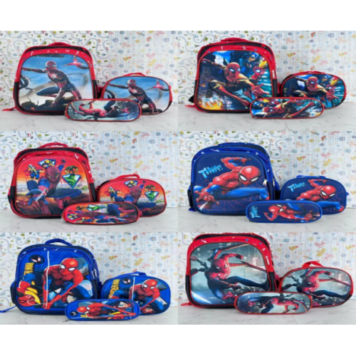 Combo de mochilas para niños con luz, Mochila +  Lonchera + lapicera de 1  compartimiento. 6 modelos surtidos BAG328