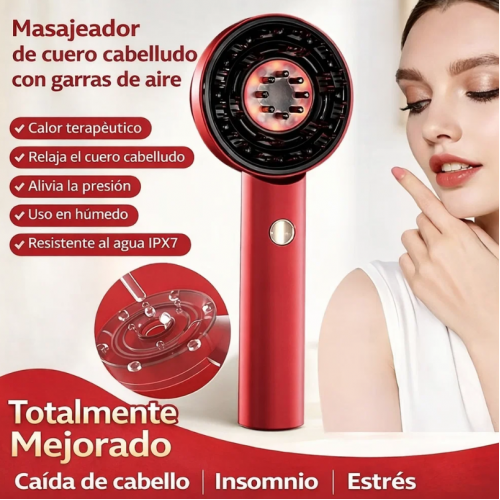 Cepillo masajeador capilar eléctrico portátil ideal para cuidado del cuero cabelludo. Diseño práctico y moderno. Venta por mayoreo