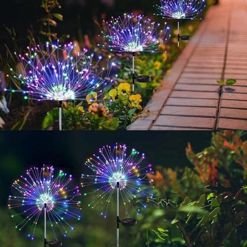 Luces LED solares de fuegos artificiales para exteriores (2 pcs) 120 LUCES D-145