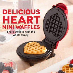 Mini wafflera en forma de corazón eléctrica para waffles individuales con recubrimiento antiadherente, fácil de usar y limpiar, venta al por mayor 34142-2