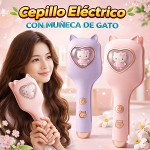 Cepillo Eléctrico Portátil para Cabello con Diseño de Gato por Mayoreo D-20711