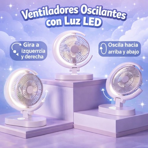 Ventilador plegable de escritorio con carga USB, luz nocturna,Mayoreo D-21597