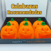 Calabaza decorativa de halloween con tapa verde tipo dulcero, ideal para fiestas, regalos o decoración infantil, modelo D-21645, venta por mayoreo