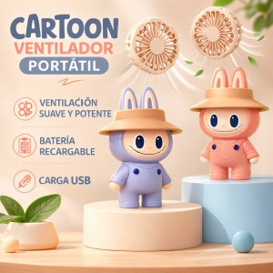 Ventilador Portátil Cartoon Recargable USB Infantil Venta por Mayoreo D-21694