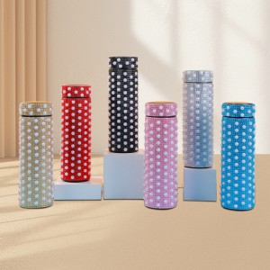 Termo de acero inoxidable 500 ml con diseño exclusivo de pedrería brillante. Mantiene tus bebidas frías o calientes por más tiempo VENTA AL POR MAYOR  D-6789