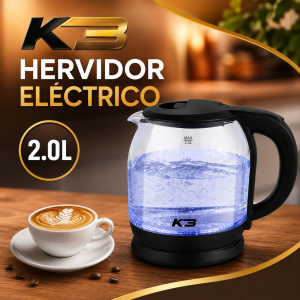 Hervidor eléctrico de vidrio 2.0 L, ideal para calentar agua y preparar bebidas calientes. Venta por mayoreo