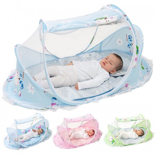 Set 3 en 1 Mosquitera, colchón y almohada mosquitero para cama de bebé 3pz plegable venta al por mayorDD-300