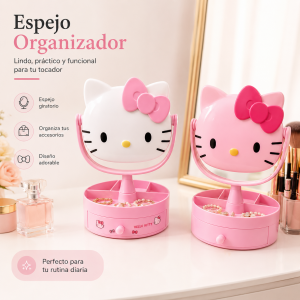 Espejo Organizador Giratorio con Diseño de Gatita