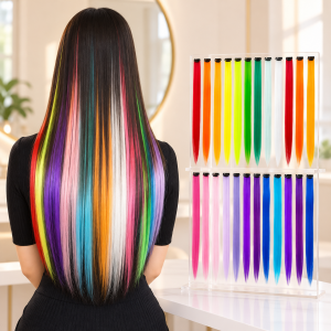Extensión de Cabello de 1 Clip 55 cm 7 g en 10 Colores Surtidos con Empaque Individual por Mayoreo