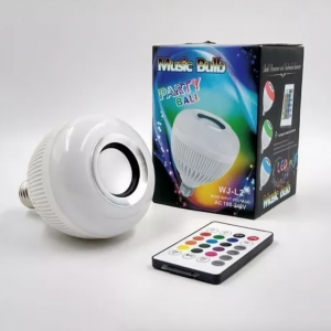 Foco LED con bocina Bluetooth iluminación RGB multicolor y música Incluye control remoto. Ideal para fiestas, recámaras, salas y ambientación decorativa. Venta por mayoreo DP-1004