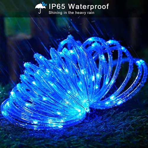 Luz de manguera guirnalda SOLAR impermeable al aire libre, luces LED decoradas para fiestas y navidad BLANCO/AZUL 10M DP-10149