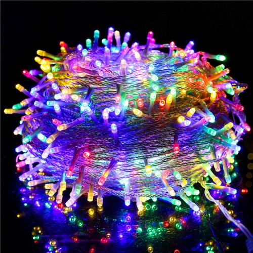 Serie de luces LED, guirnalda de luces, luces de navidad 10M, 100 luces, 110V con controlador, cable transparente, luces multicolor DP-1040