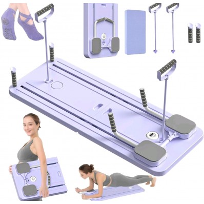 Tabla de pilates multifuncional con bandas de resistencia, soportes antideslizantes y diseño plegable. Equipo fitness práctico y resistente para venta al por mayor.