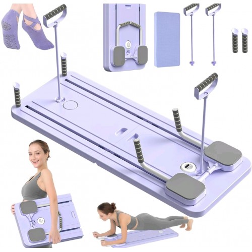 Tabla de pilates multifuncional con bandas de resistencia, soportes antideslizantes y diseño plegable. Equipo fitness práctico y resistente para venta al por mayor.