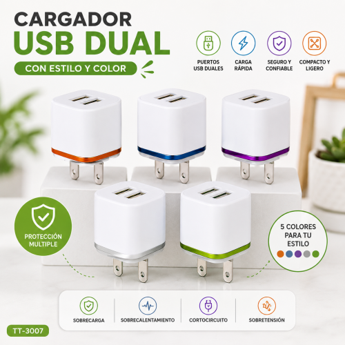 Cargador de Pared TT-3007 con Clavija Americana Cargador de Pared TT-3007 con Clavija Americana
