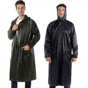 Impermeable largo para hombre con capucha y bolsillos, resistente al agua, colores oscuros, venta al por mayor DX100