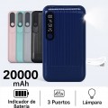 Power bank con pantalla digital 20,000 mAh con tres puertos, indicador de batería y lampara venta al por mayor DY-8011