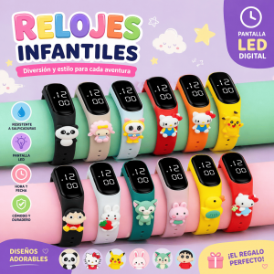 Reloj de mano digital de muñecos animados,reloj digital dibujos de moda, MAYOREO. 