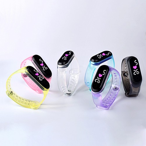 Pulsera inteligente tipo Smart Band con monitor de ritmo cardíaco, pasos y calorías, correa de colores transparente, venta por mayoreo DZB-2332 