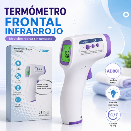 Termómetro frontal infrarrojo con pantalla y medición sin contacto. Venta por mayoreo Termómetro frontal infrarrojo con pantalla y medición sin contacto. Venta por mayoreo