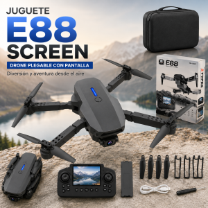 Drone de juguete E88 Screen con diseño plegable, cámara visible y control con pantalla, ideal para entretenimiento y uso recreativo. Venta por mayoreo