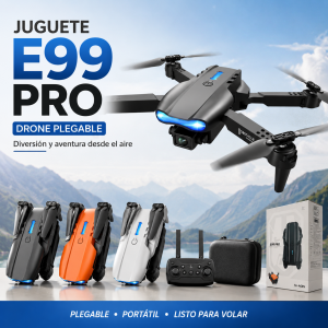 Dron de juguete E99 Pro con diseño plegable, cámara frontal y colores surtidos, ideal para entretenimiento y uso recreativo. Venta por mayoreo