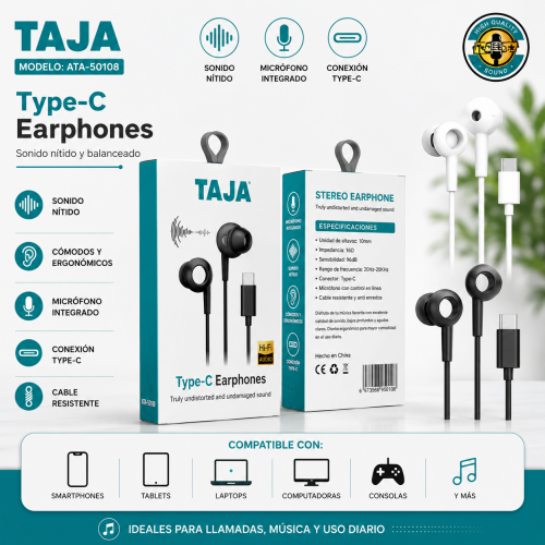 Audífonos Type-C ATA-50108 Audífonos Type-C ATA-50108