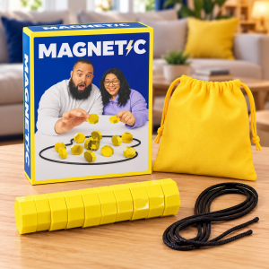 Juego magnético grande con piezas, cordones y bolsa de almacenamiento, ideal para actividades recreativas de coordinación y destreza. Venta por mayoreo
