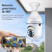 Cámara de vigilancia tipo Foco 360° WiFi, giro automático seguridad para hogar y negocios EKQ-30101