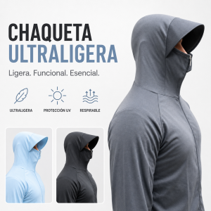 Chaqueta ligera con protección solar ideal para actividades al aire libre. Diseño cómodo y práctico. Venta por mayoreo 
