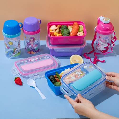 Juego de lonchera + botella 650ml Infantil Lunch Box  Escolar FH108