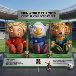 Juguete interactivo de mascotas del mundial con luces LED ideal para entretenimiento infantil. Diseño moderno con funciones de sonido y conexión a teléfono. Venta por mayoreo