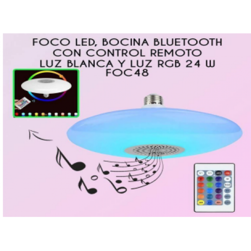 FOCO  LED,BOCINA BLUETOOTH LUZ  BLANCO Y LUZ RGB ,18W