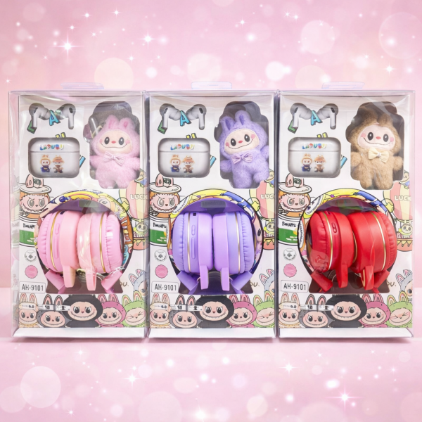 Audífonos Infantiles Kawaii con Diseño de Muñeco por Mayoreo FR-7701