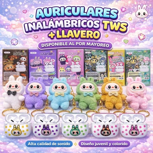 Auriculares Inalámbricos TWS Cartoon con Llavero | Mayoreo FR-9507
