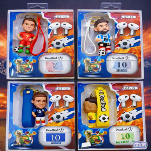 Audífonos Inalámbricos TWS con Llavero y Figura de Futbol por Mayoreo FR-9514