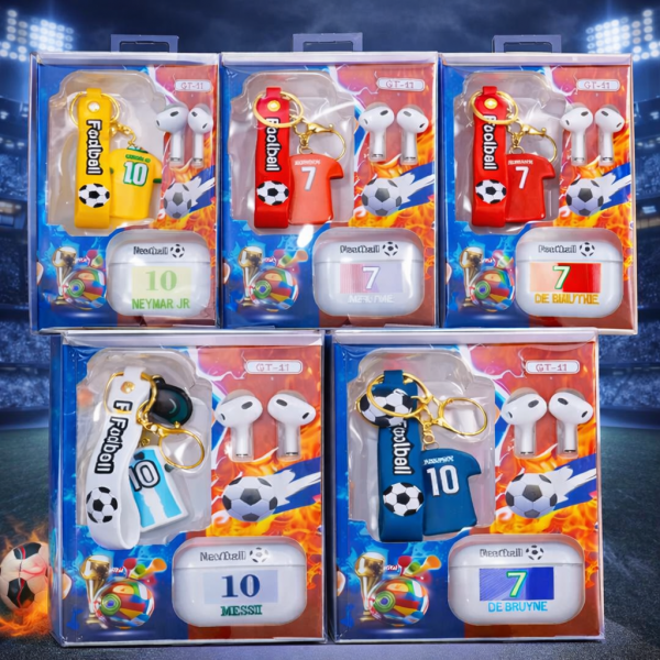 Set de Audífonos Inalámbricos Fútbol con Llavero – Venta por Mayoreo FR-9515
