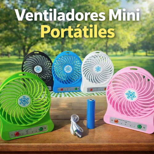 Ventilador de escritorio recargable ideal para refrescar espacios pequeños en hogar u oficina. Diseño práctico y portátil. Venta por mayoreo FS-1105