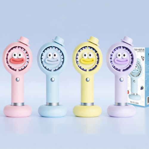Ventilador Portátil Infantil de Mano con Base y Diseño Caricatura por Mayoreo FS-4036