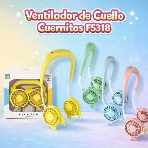 Ventilador de cuello con cuernitos portátiles USB,Mayoreo FS318