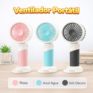 Ventilador Portátil Recargable de Mano con Base 3 Colores por Mayoreo FS343