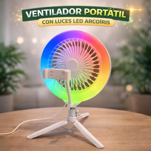Aro de luz con trípode con pequeño ventilador de mesa, Mayoreo FS346