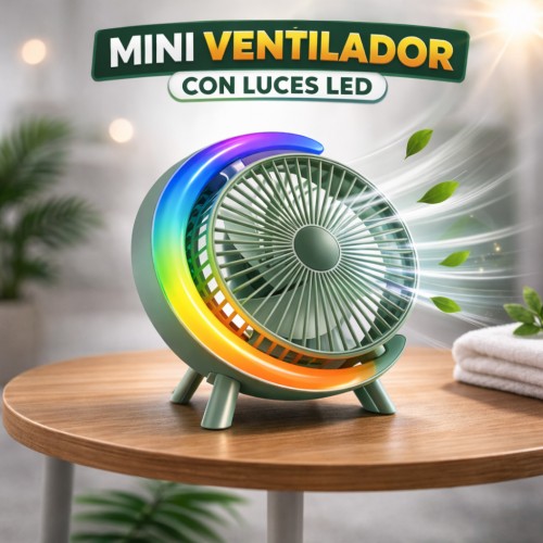 Mini Ventilador de Escritorio con Luces LED Arcoíris Recargable Venta por Mayoreo FS350