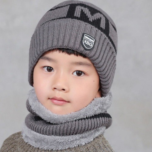 Conjunto de gorro y bufanda de invierno,para niños pequeños con diseño de M,4 COLORES SURTIDOS FZ236