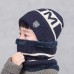 Conjunto de gorro y bufanda de invierno,para niños pequeños con diseño de M,4 COLORES SURTIDOS FZ236