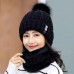 Conjunto de gorro aprueba de viento para mujer con pompon en el gorro FZ237