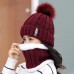 Conjunto de gorro aprueba de viento para mujer con pompon en el gorro FZ237