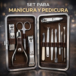 Set de Manicura y Pedicura de Acero con Estuche Metálico – Venta por Mayoreo H-1175
