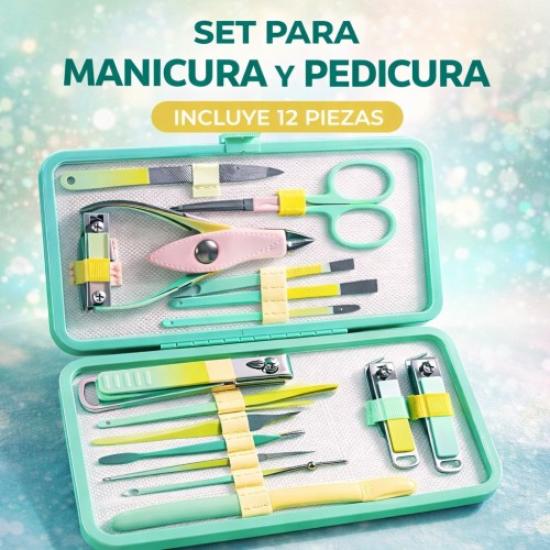 Set de Manicura y Pedicura con Estuche Turquesa – Venta por Mayoreo H-1176